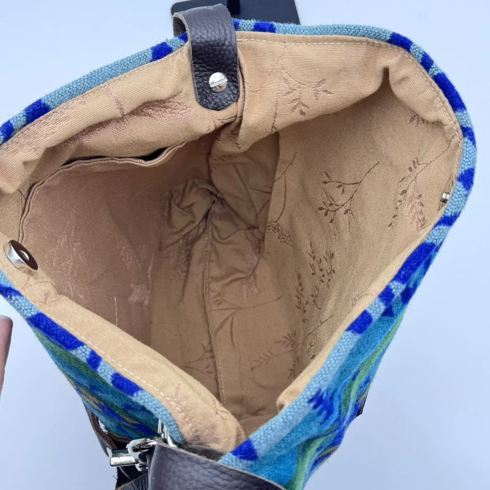Custom Pendleton Upcycled Leather & Wool Nan-Made Pecos Hobo Crossbody Tote‎ Bag